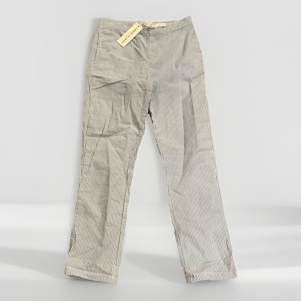 Janie and Jack Striped Seersucker Pants Boys Size 8 Blue & White 100% Cotton